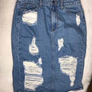 Denim pencil skirt